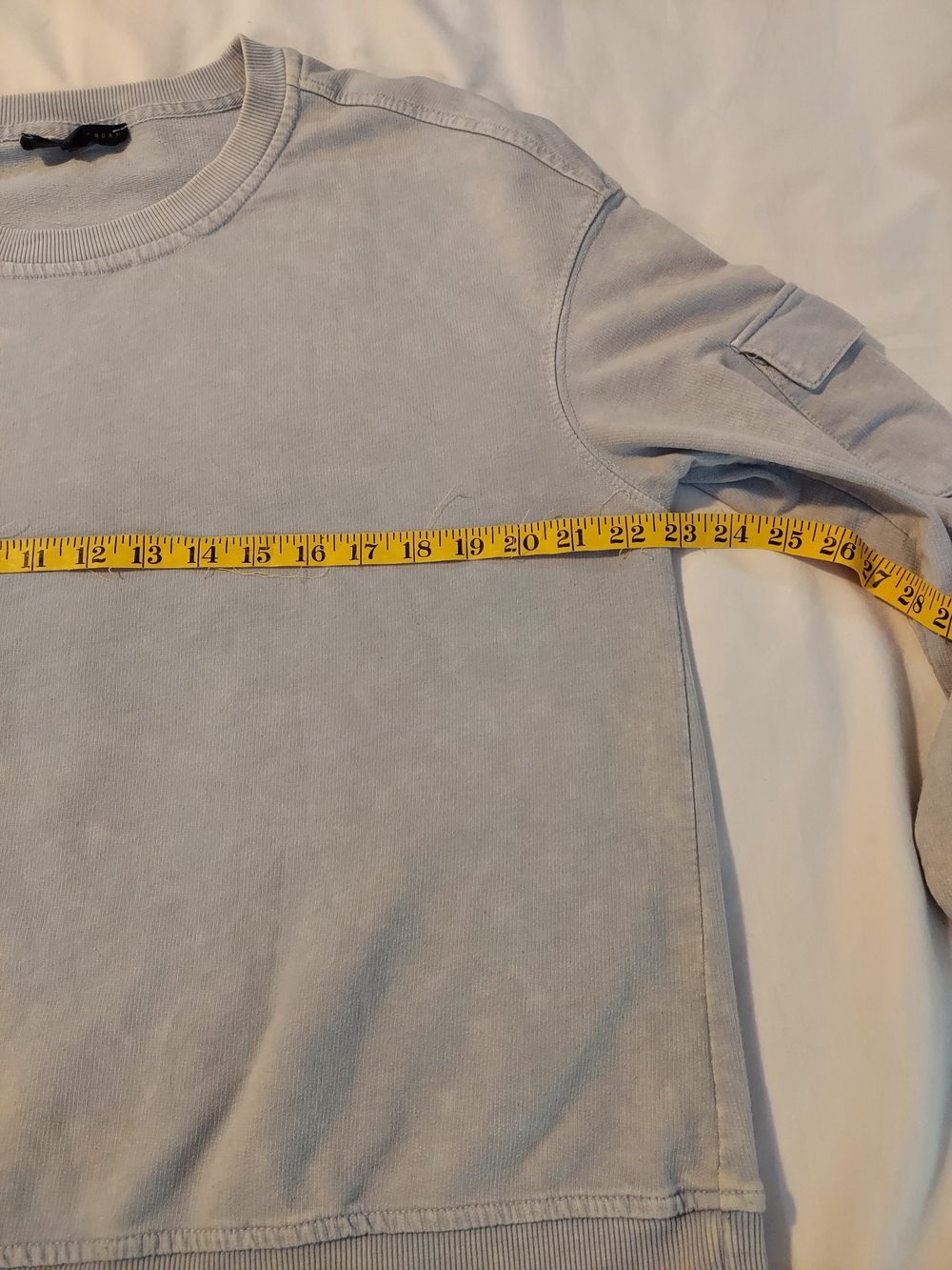 Jane + Delancey Acid Wash Cargo Sleeve Sweatshirt - Pale Blue - Picture 5 of 8